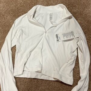 NWT Lululemon rulu run ribbed cropped White Women's Zip-Up Top size 10